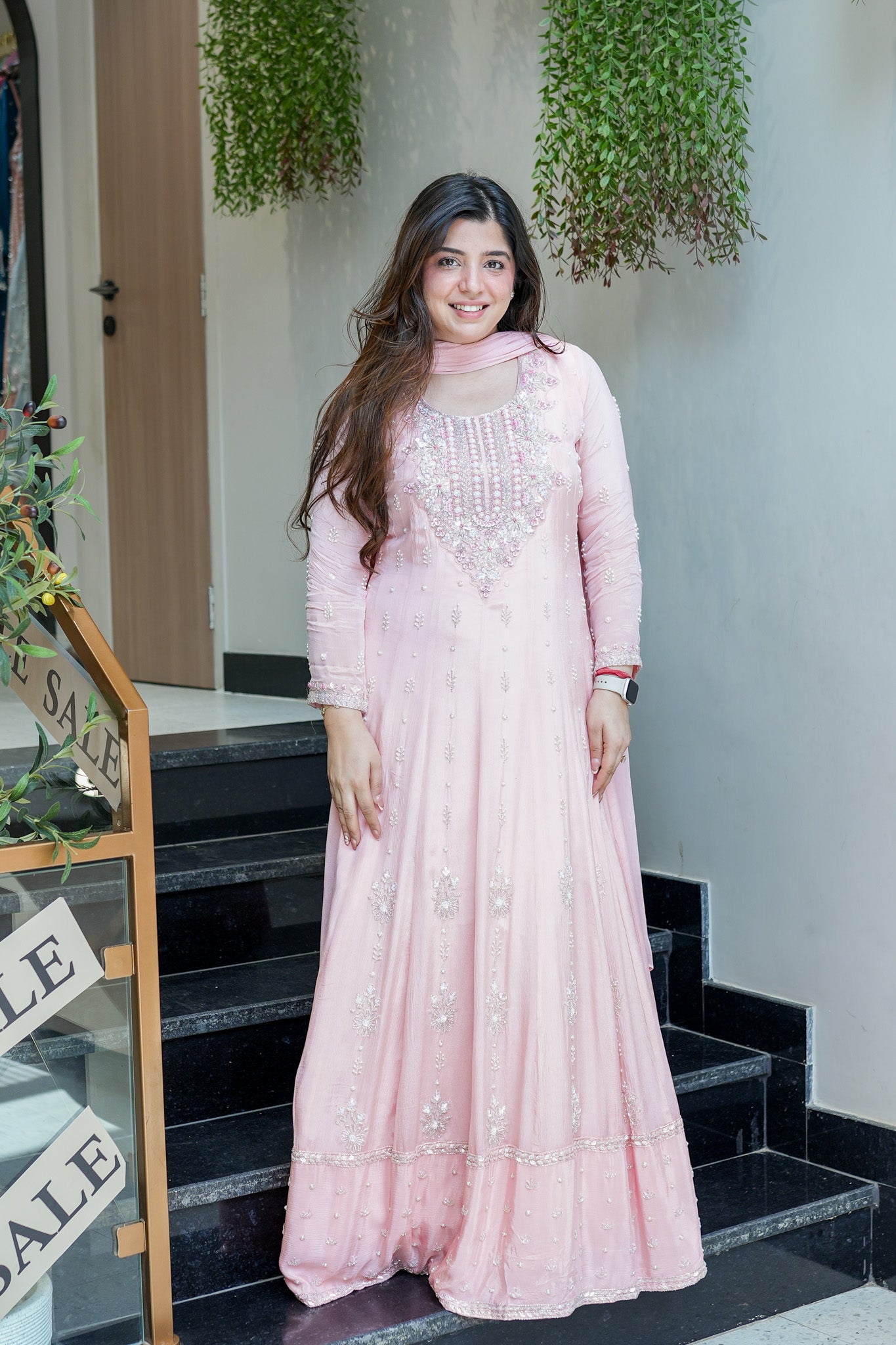 Afsana Pink Embroidered Anarkali