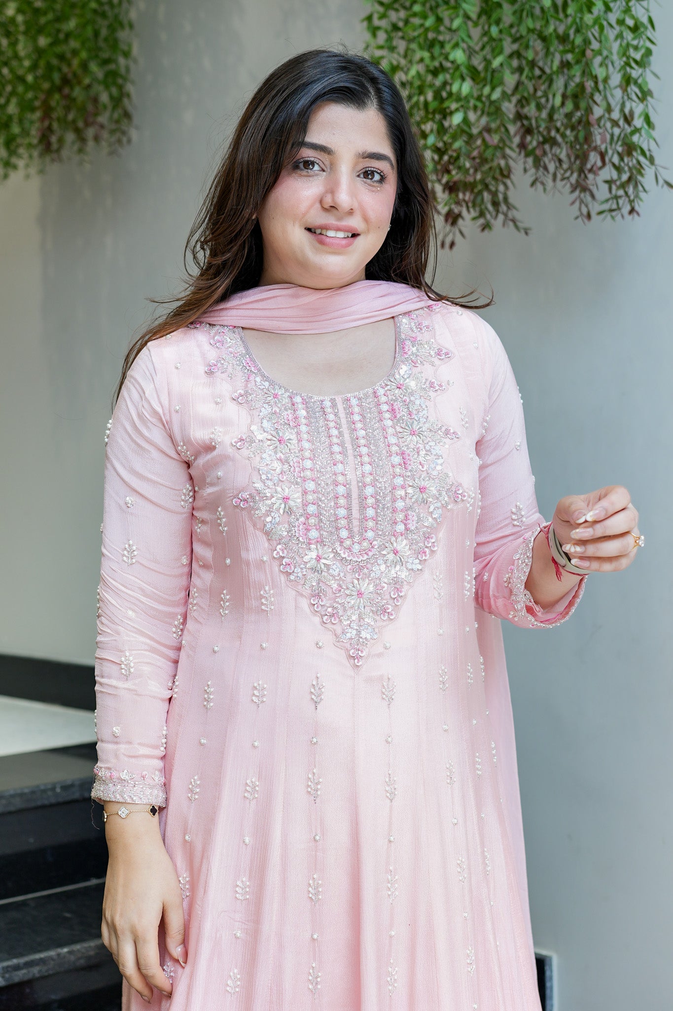 Afsana Pink Embroidered Anarkali
