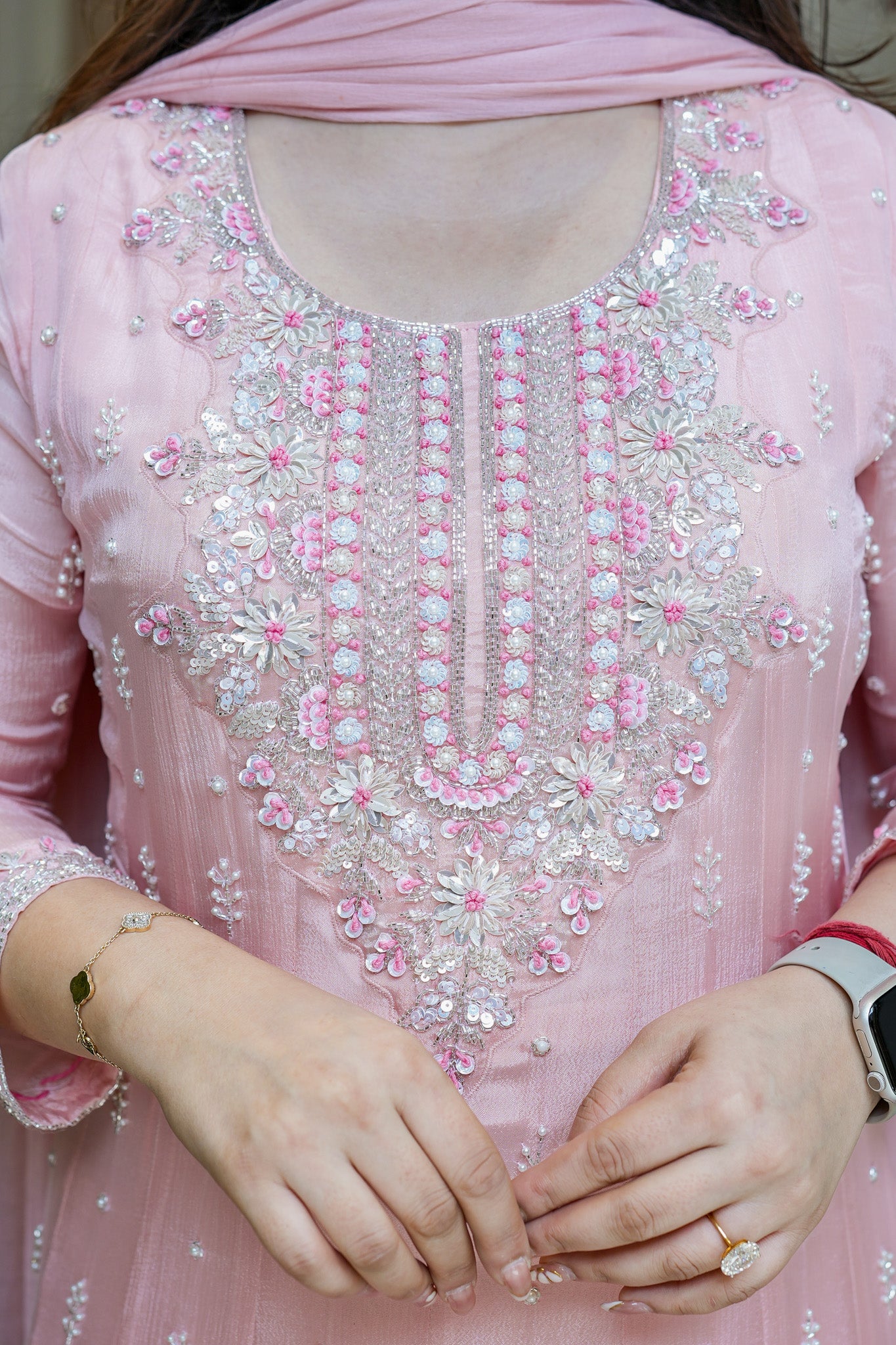 Afsana Pink Embroidered Anarkali