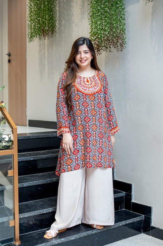 Anaya Black Printed Beads Detailing Co ord Set