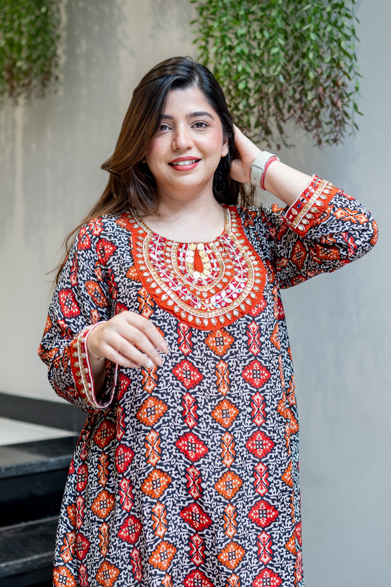 Anaya Black Printed Beads Detailing Co ord Set