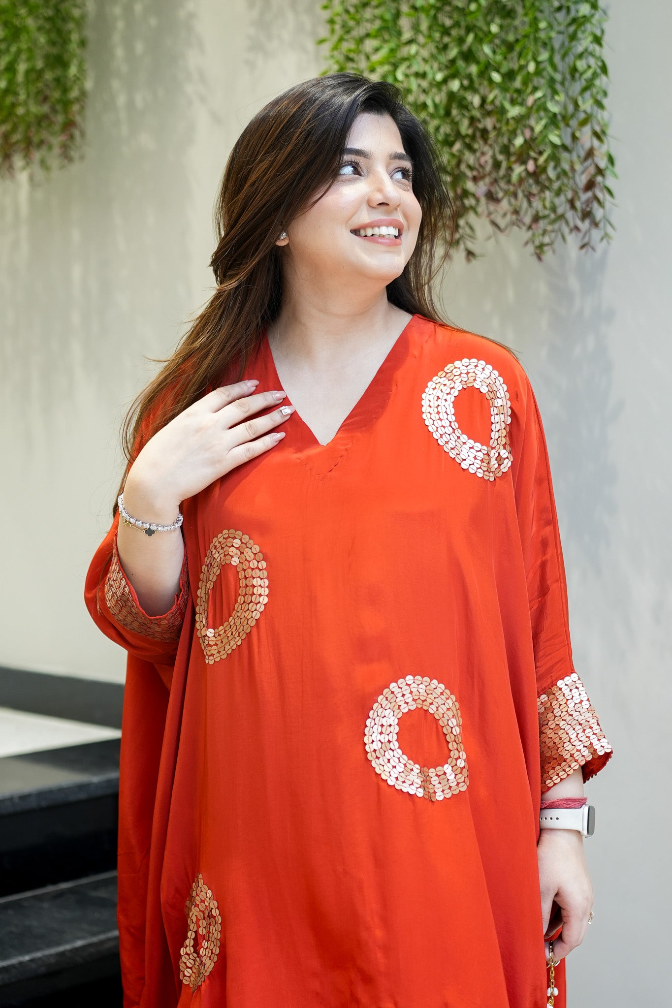 Shafa Rust Sequins Detailing Co ord Set