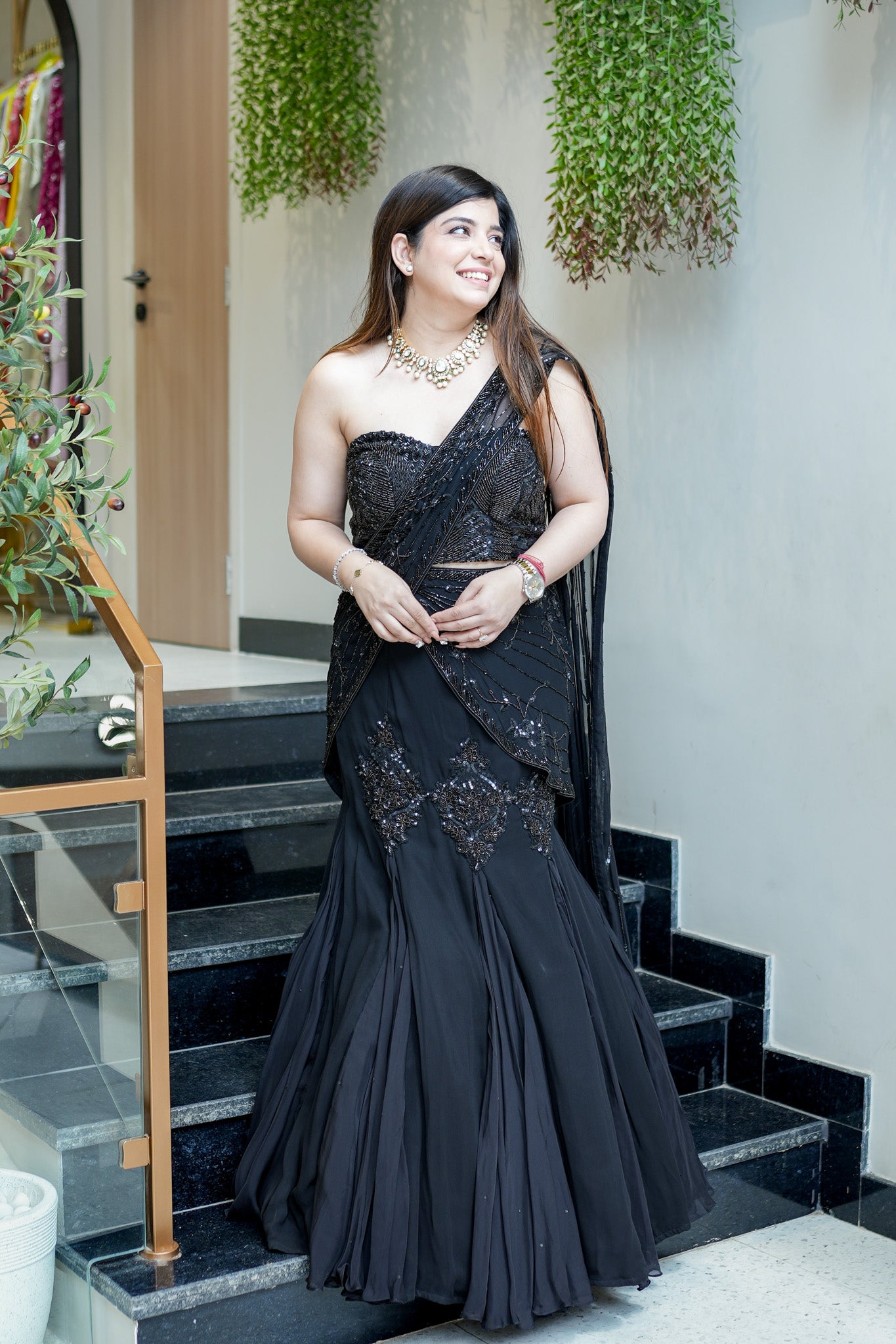 Madah Hand Embroidered Fish Cut Drape Saree