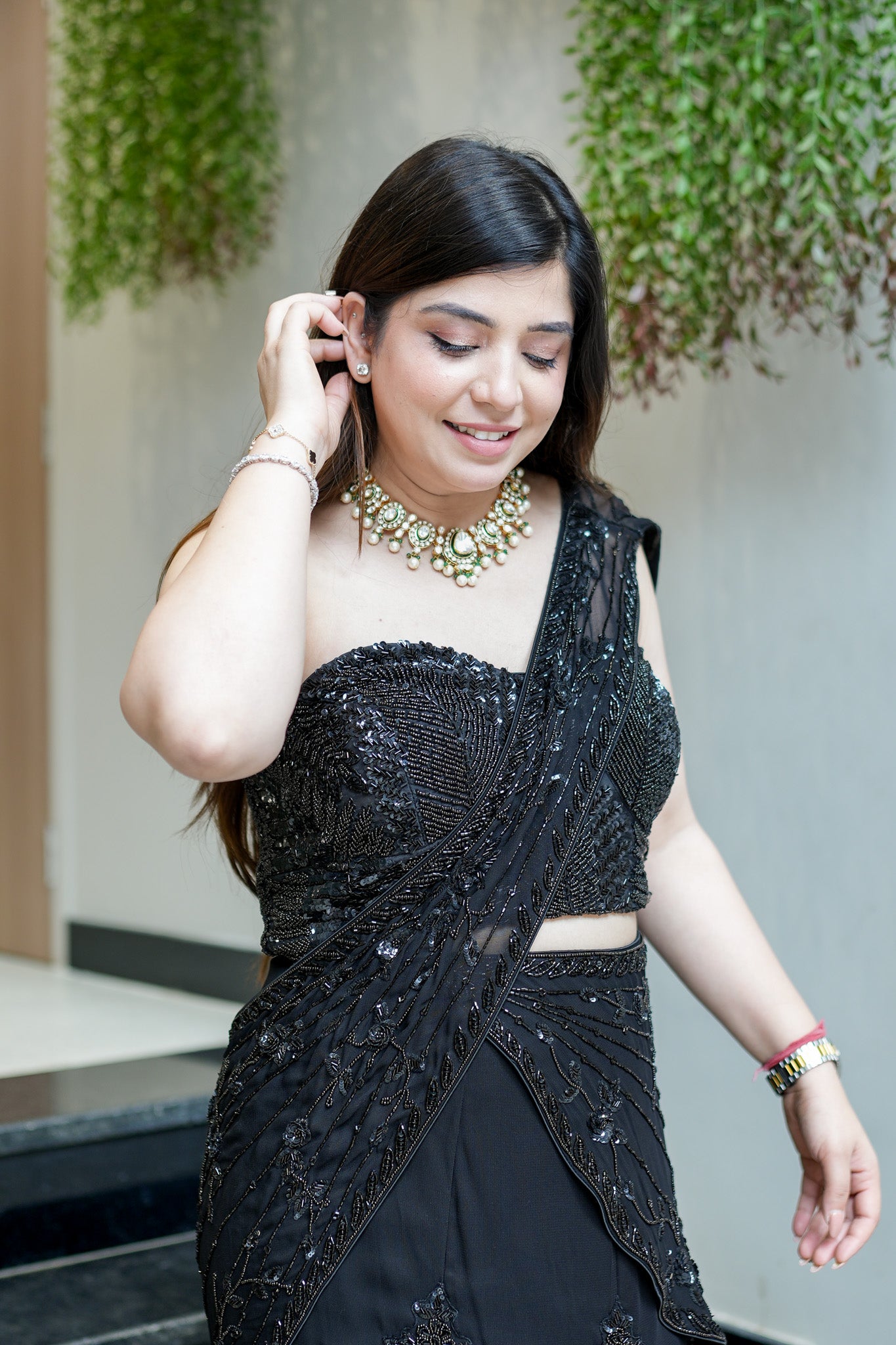 Madah Hand Embroidered Fish Cut Drape Saree