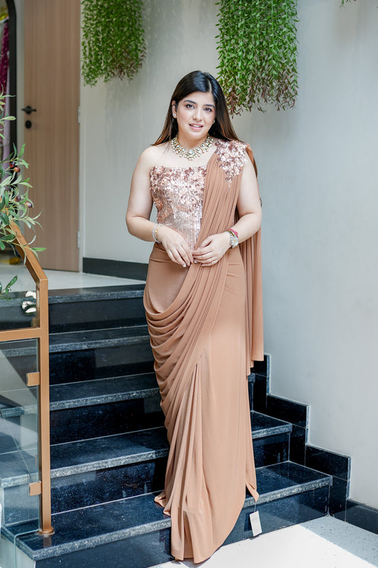 Driti Hand Embroidered Corset Drape Saree