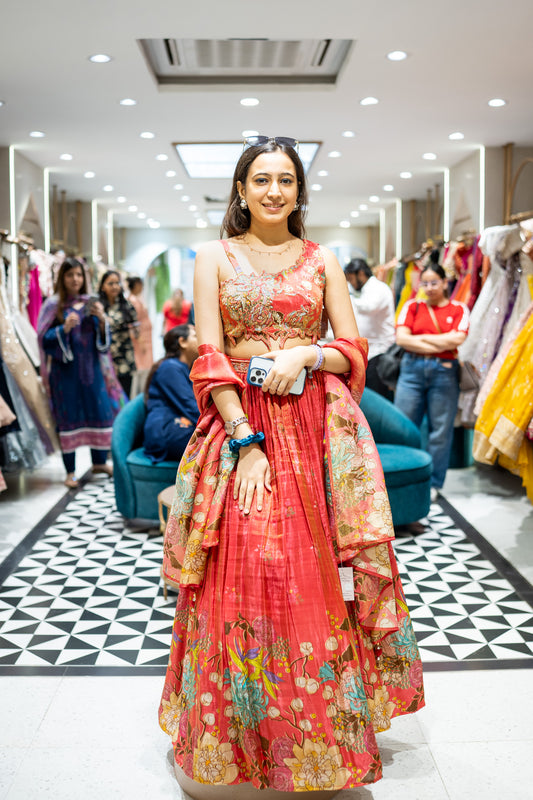 Raafi Rust Emrboidered Lehenga