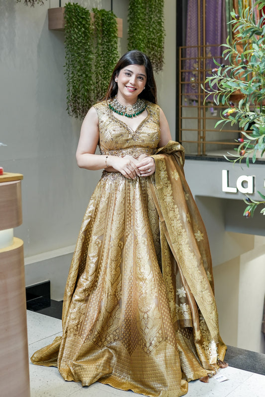 Dhara Hand Embroidered Brocade Lehenga