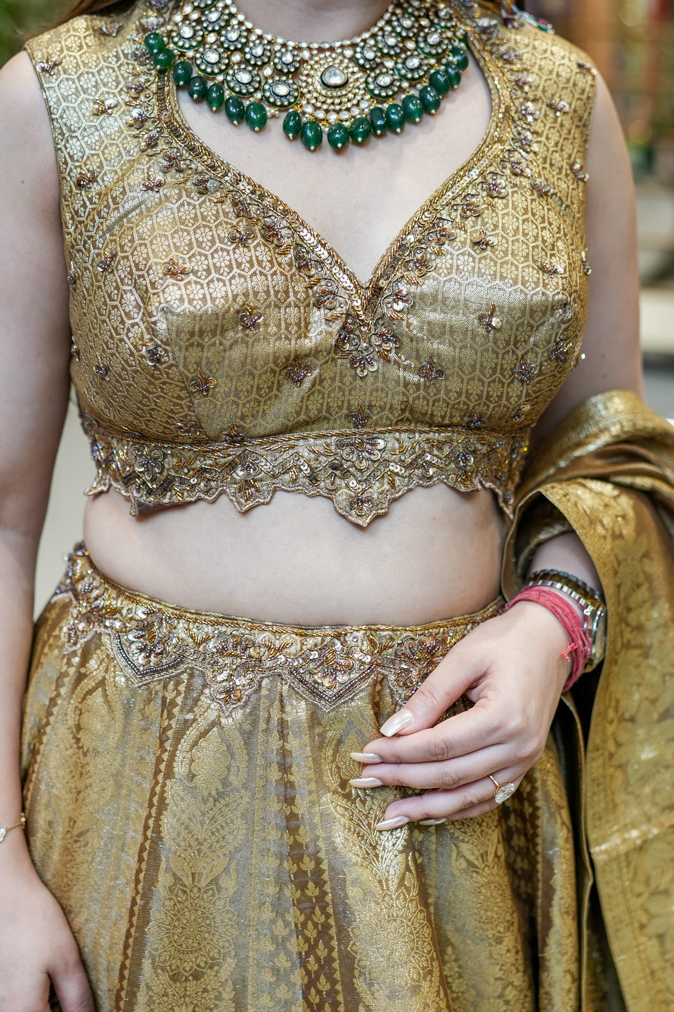 Dhara Hand Embroidered Brocade Lehenga