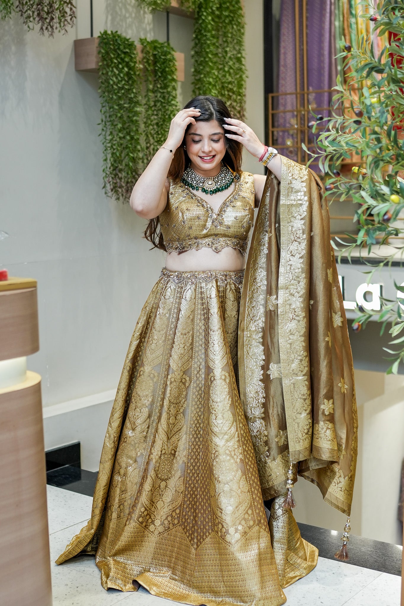 Dhara Hand Embroidered Brocade Lehenga