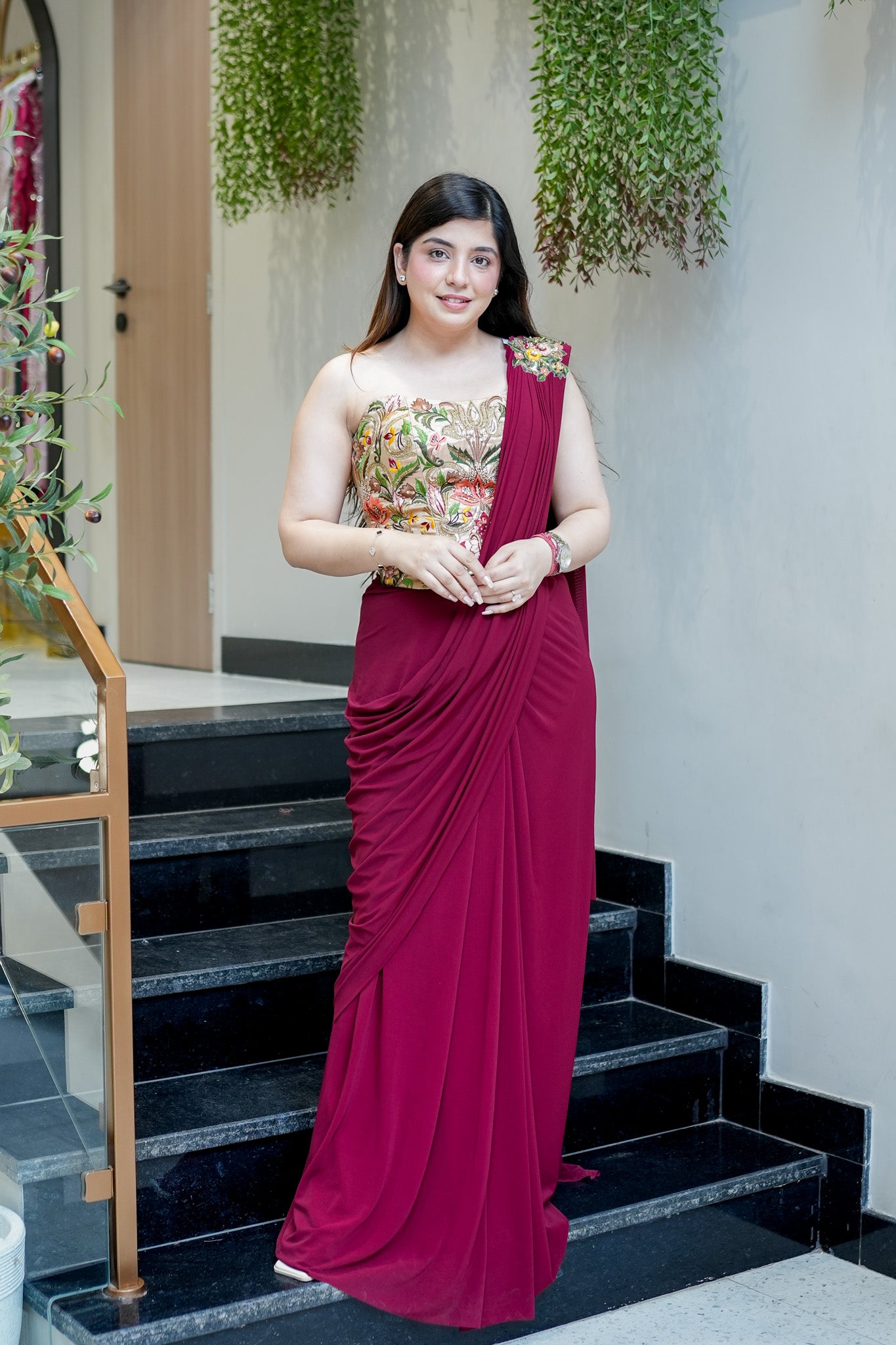 Sawana Hand Embroidered Corset Drape Saree