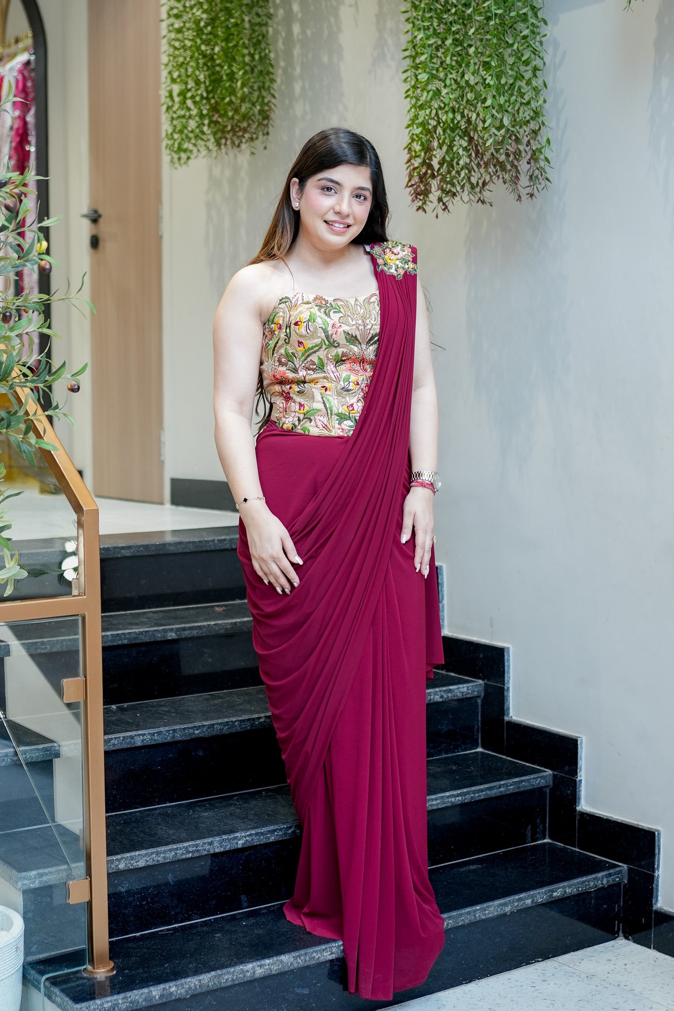 Sawana Hand Embroidered Corset Drape Saree