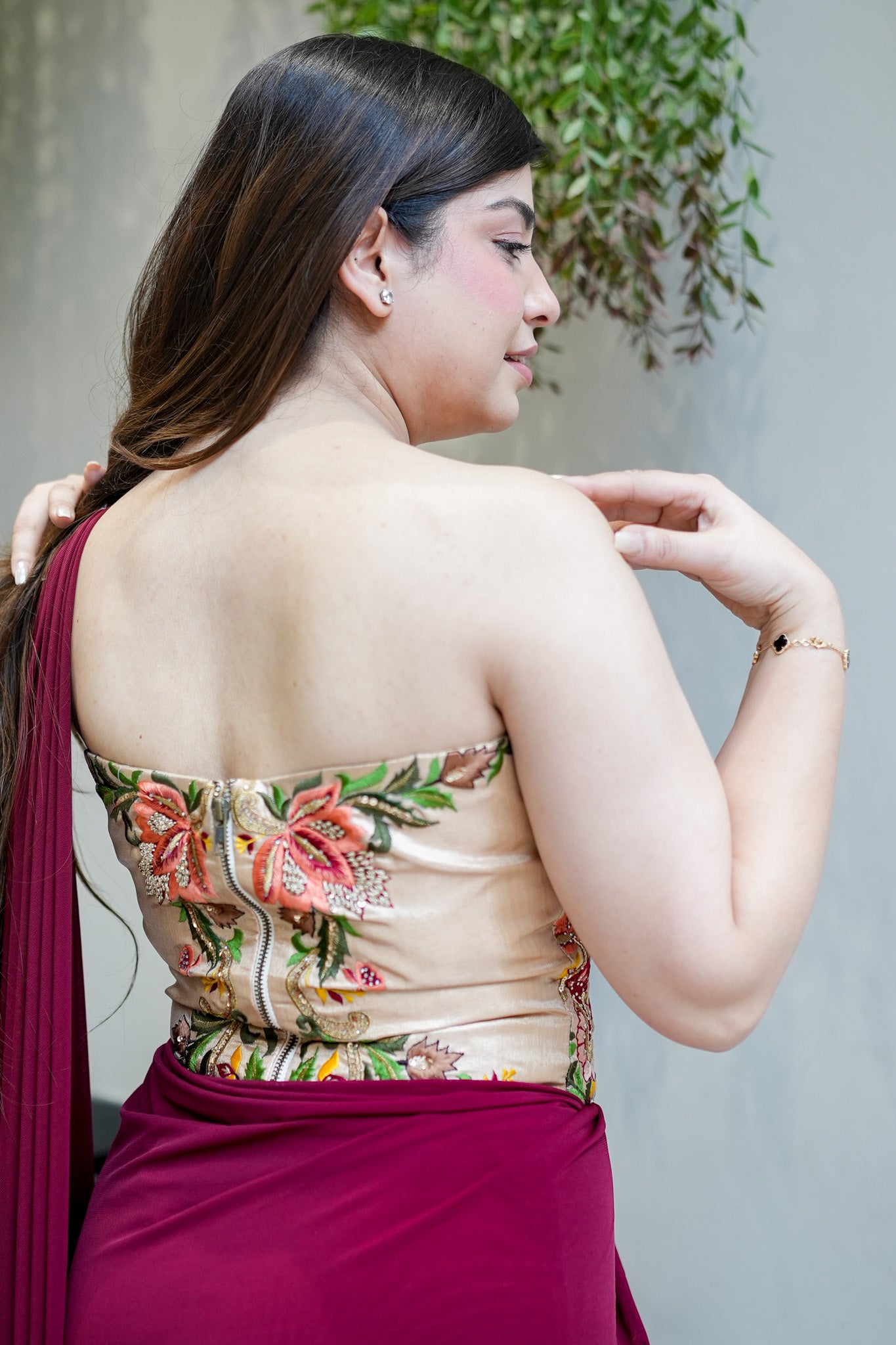 Sawana Hand Embroidered Corset Drape Saree