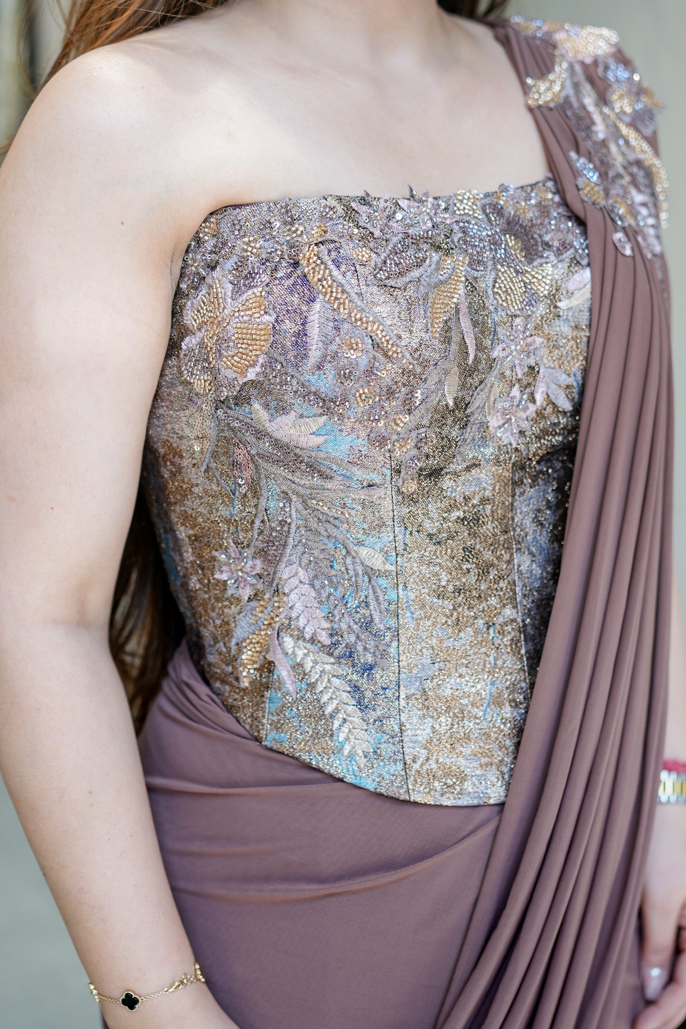 Navi Hand Embroidered Corset Drape Saree