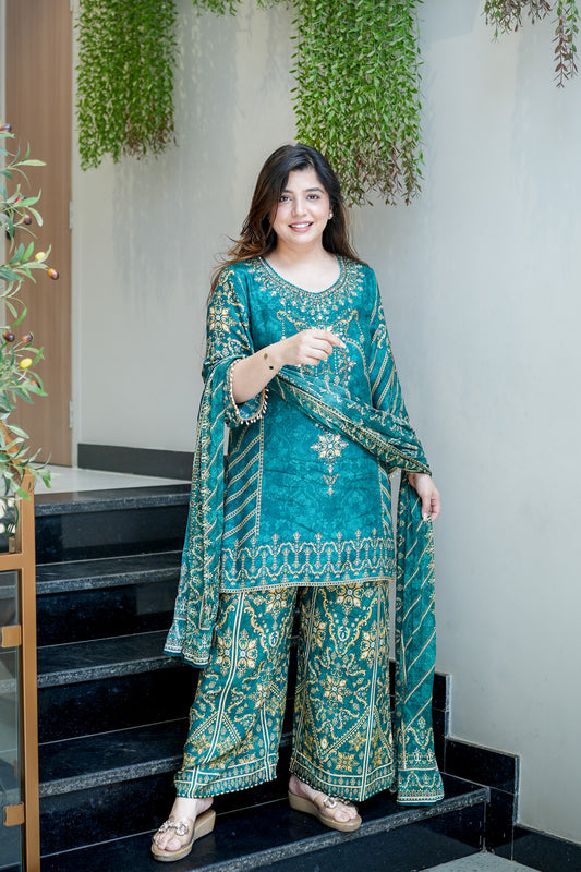Vira Green Digital Print Sharara Set