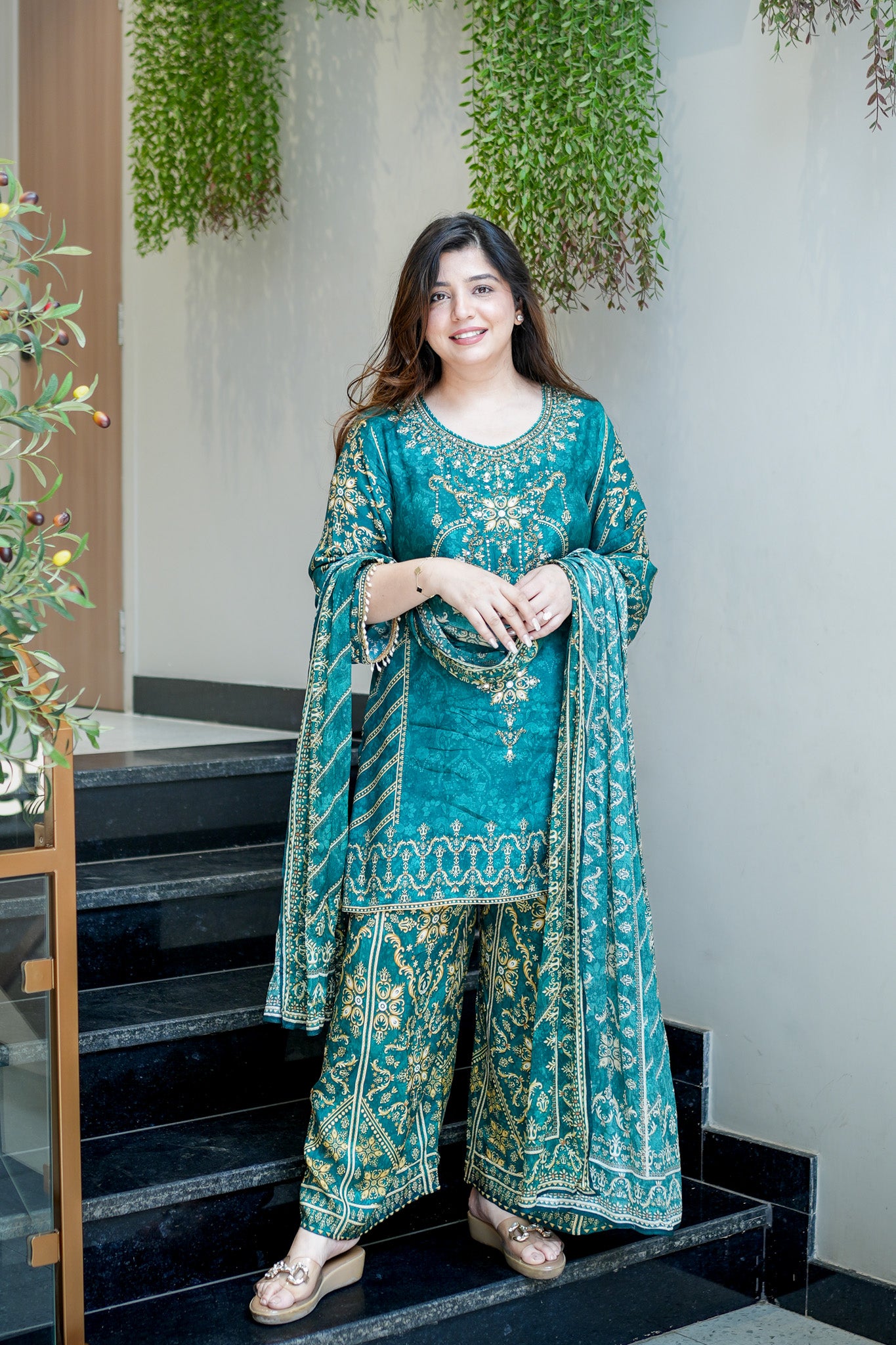 Vira Green Digital Print Sharara Set