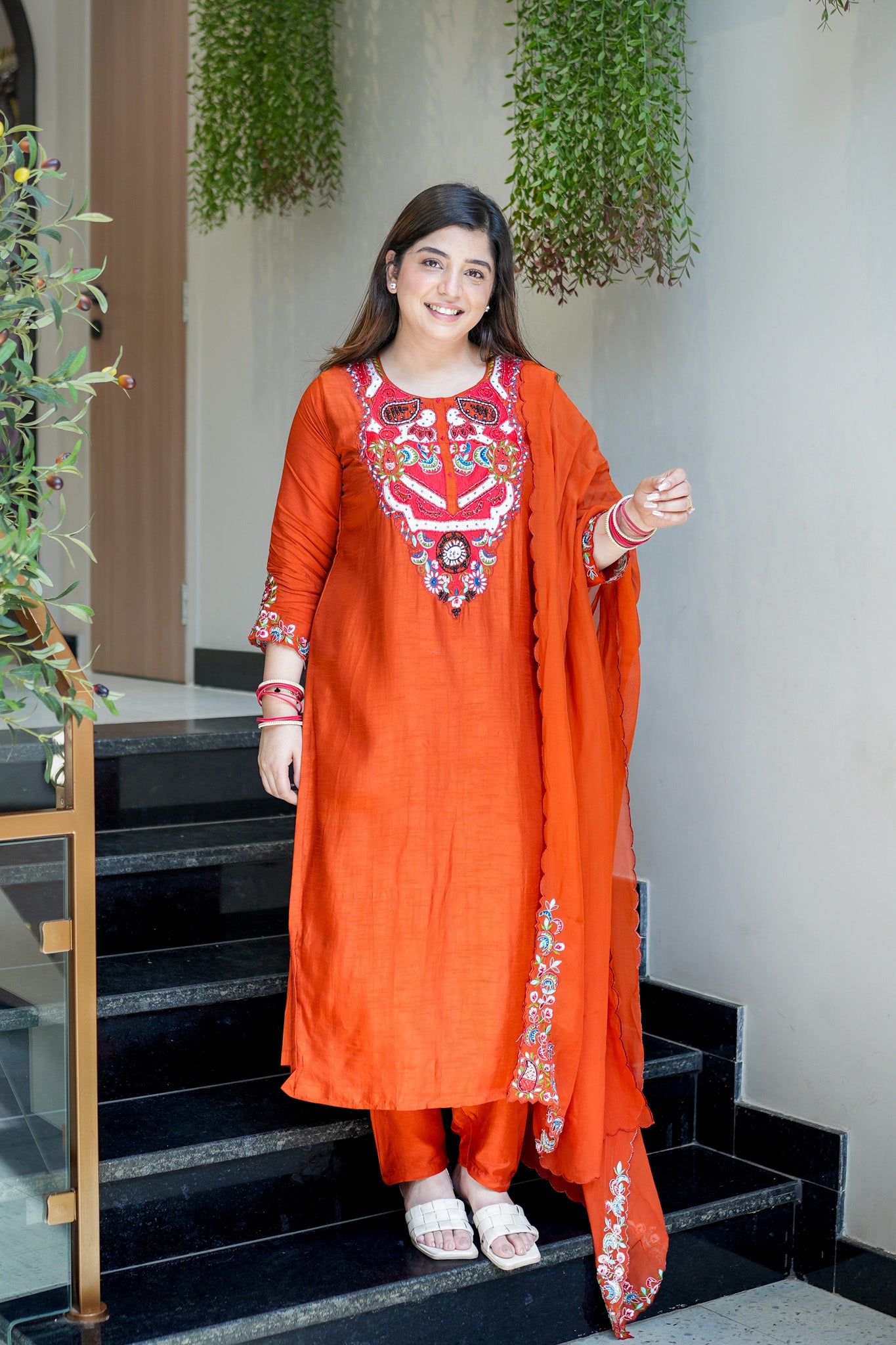 Ziyana Hand Embroidered Silk Suit Set