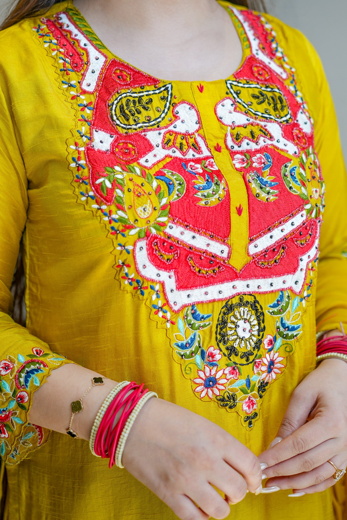 Ziyana Hand Embroidered Silk Suit Set