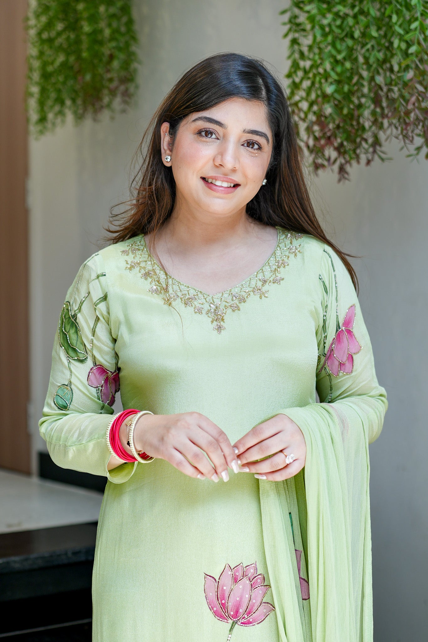 Ramini Hand Painted Anarkali Suit Set