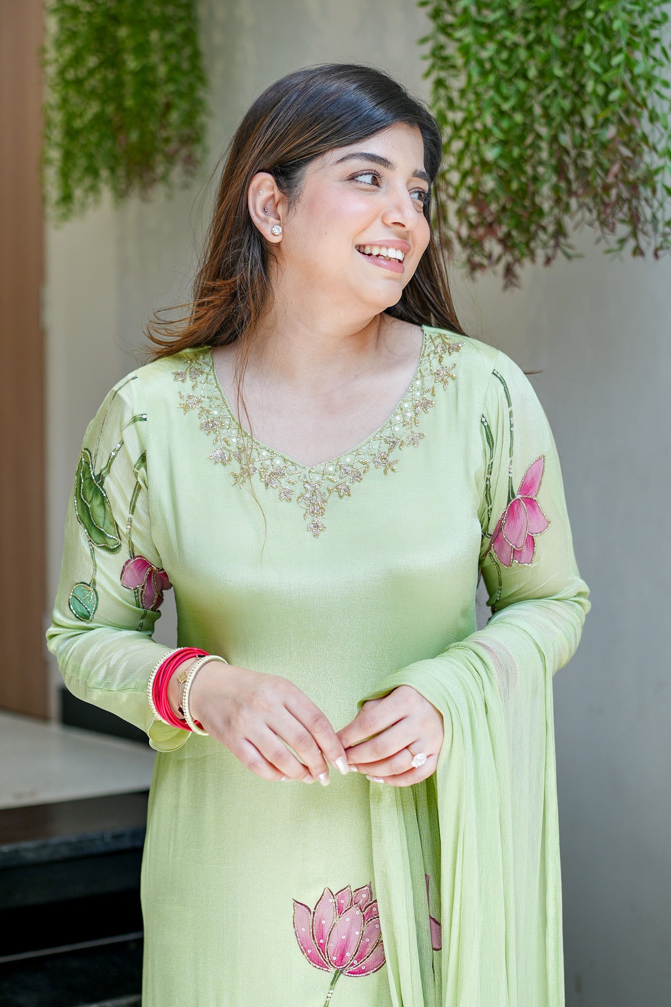 Ramini Hand Painted Anarkali Suit Set