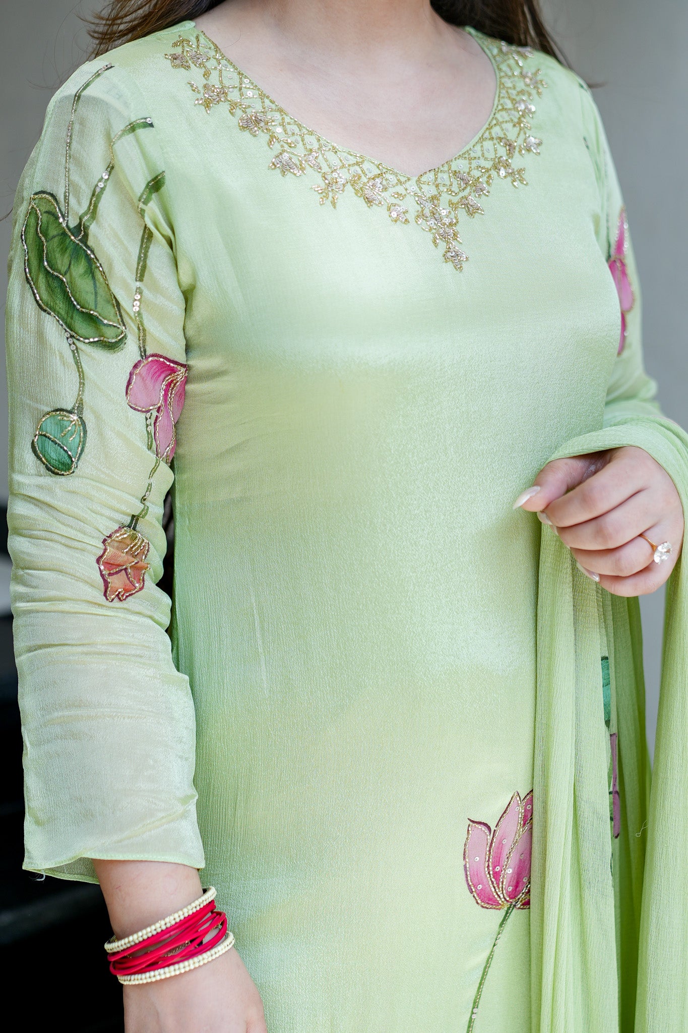Ramini Hand Painted Anarkali Suit Set