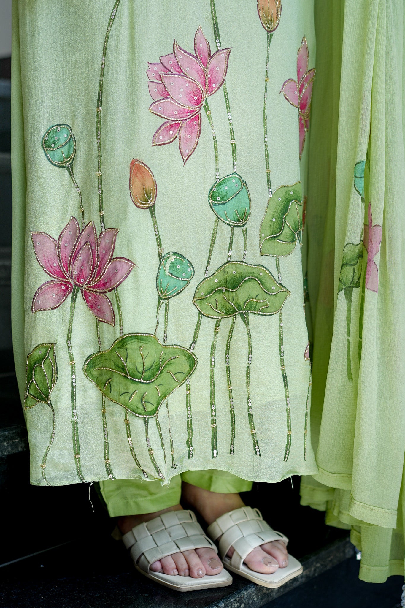 Ramini Hand Painted Anarkali Suit Set