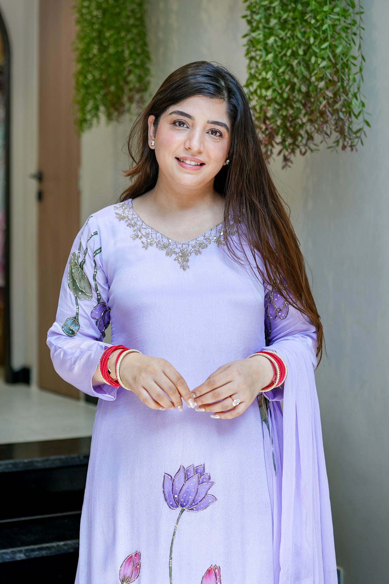 Ramini Hand Painted Anarkali Suit Set