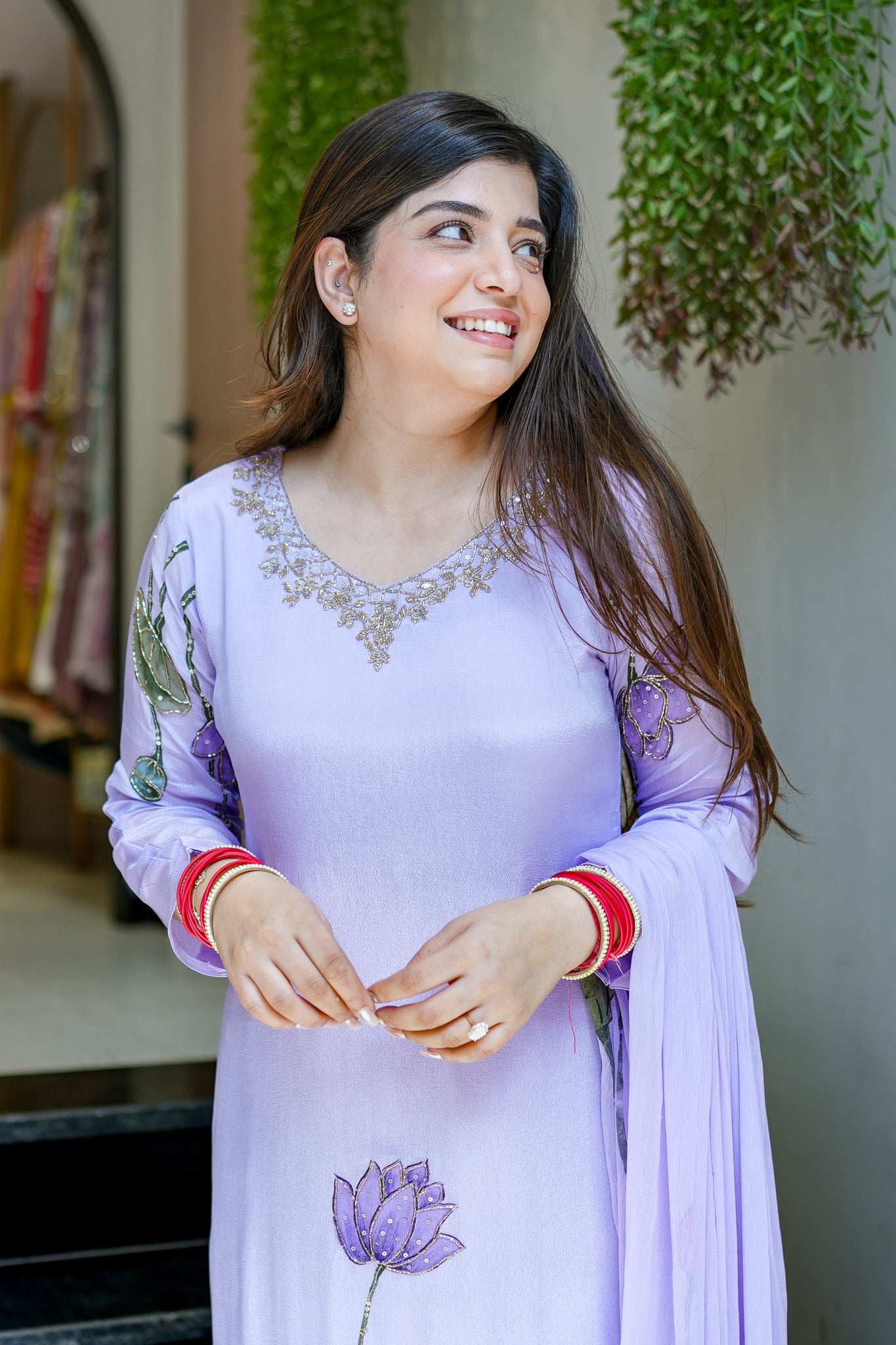 Ramini Hand Painted Anarkali Suit Set