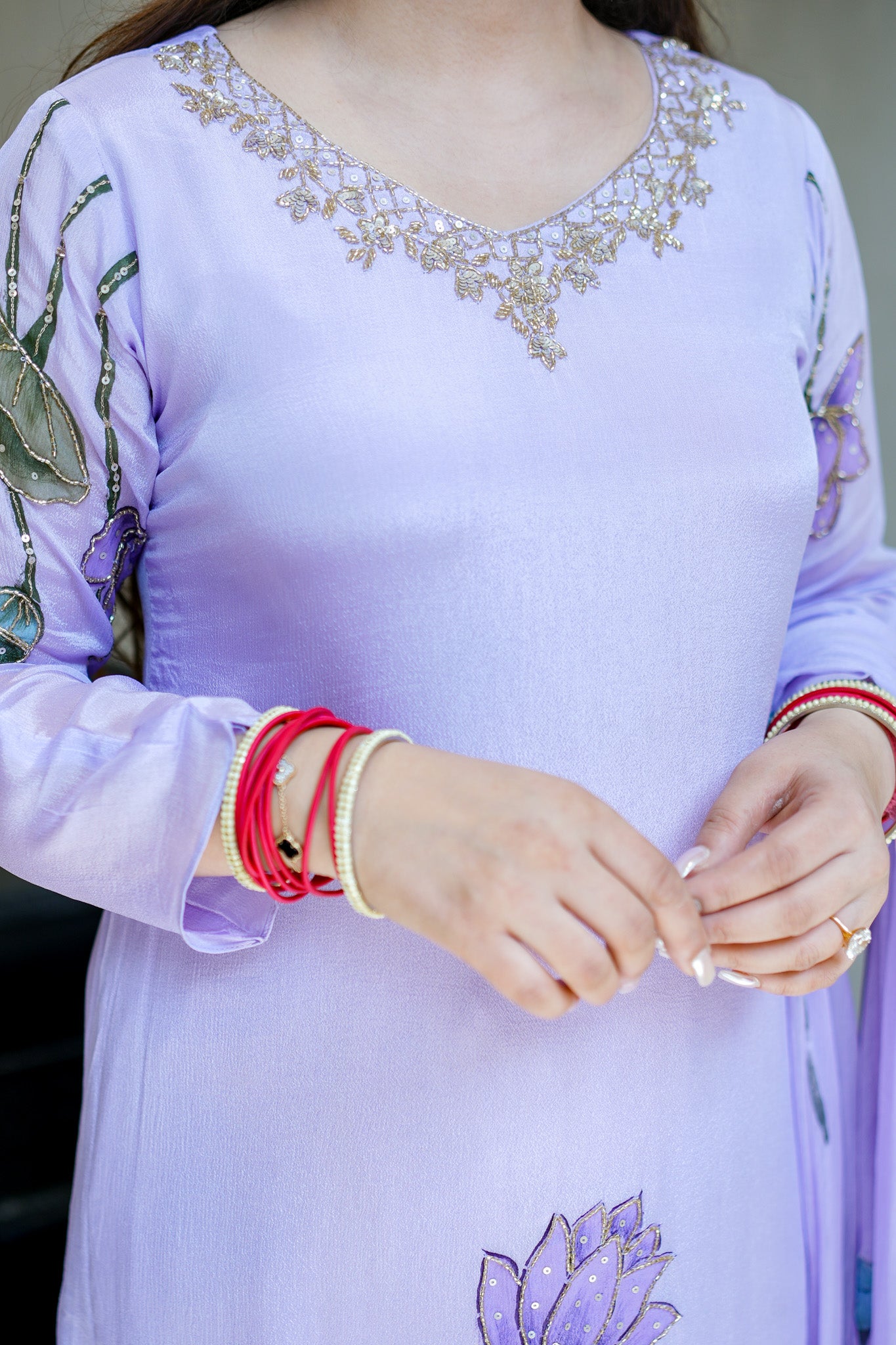Ramini Hand Painted Anarkali Suit Set