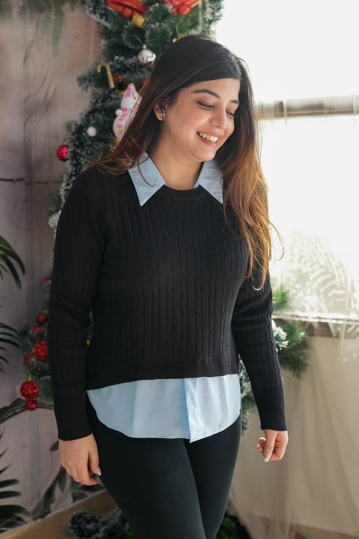 Gigi Knitted Sweater With Shirt