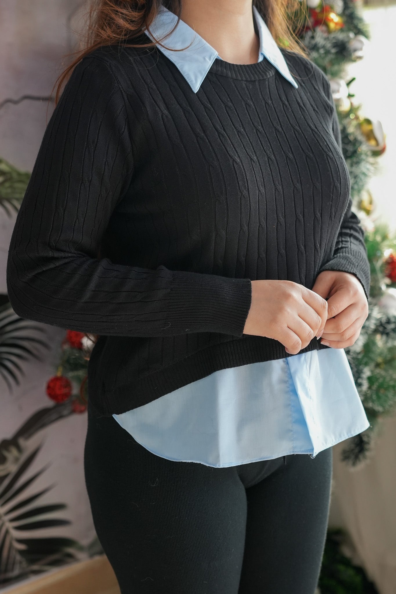 Gigi Knitted Sweater With Shirt