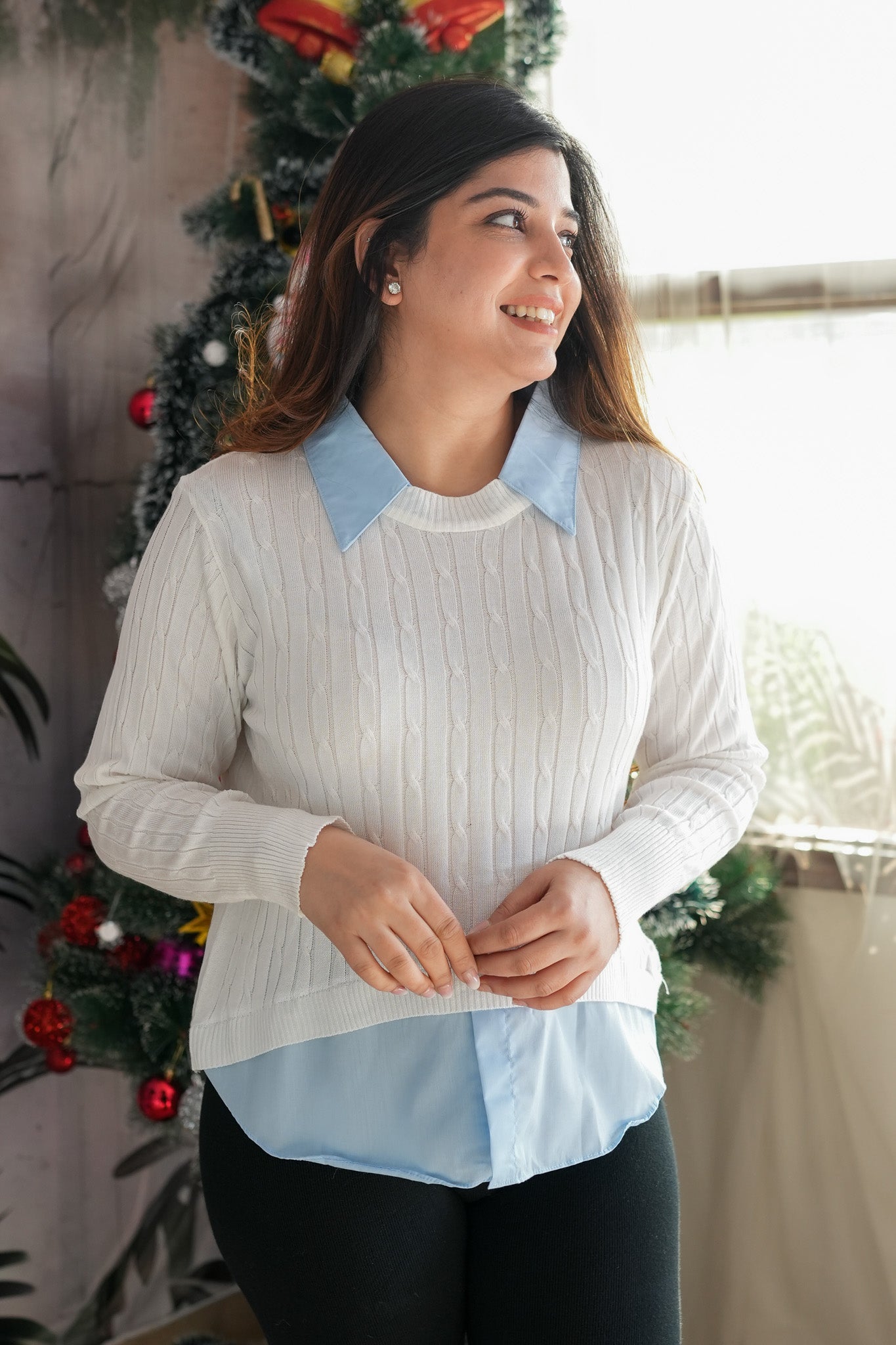 Gigi Knitted Sweater With Shirt