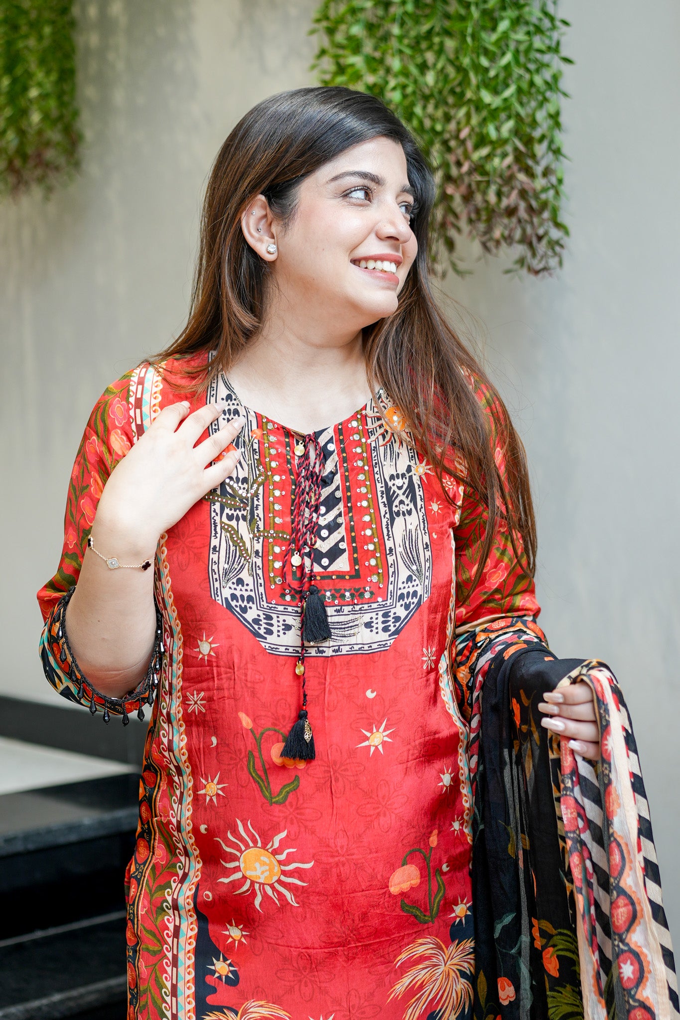 Aarvi Orange Printed Suit Set