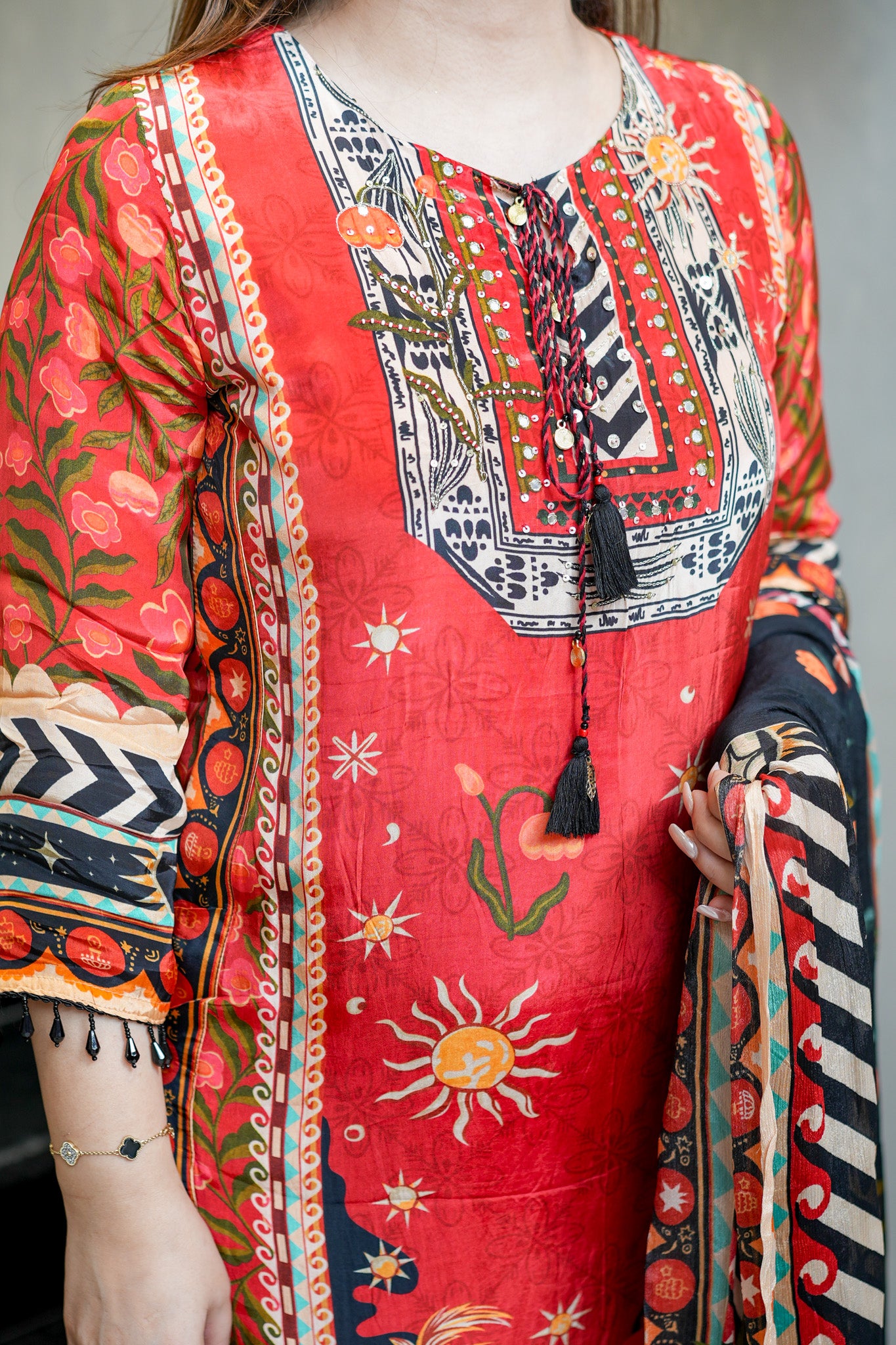 Aarvi Orange Printed Suit Set