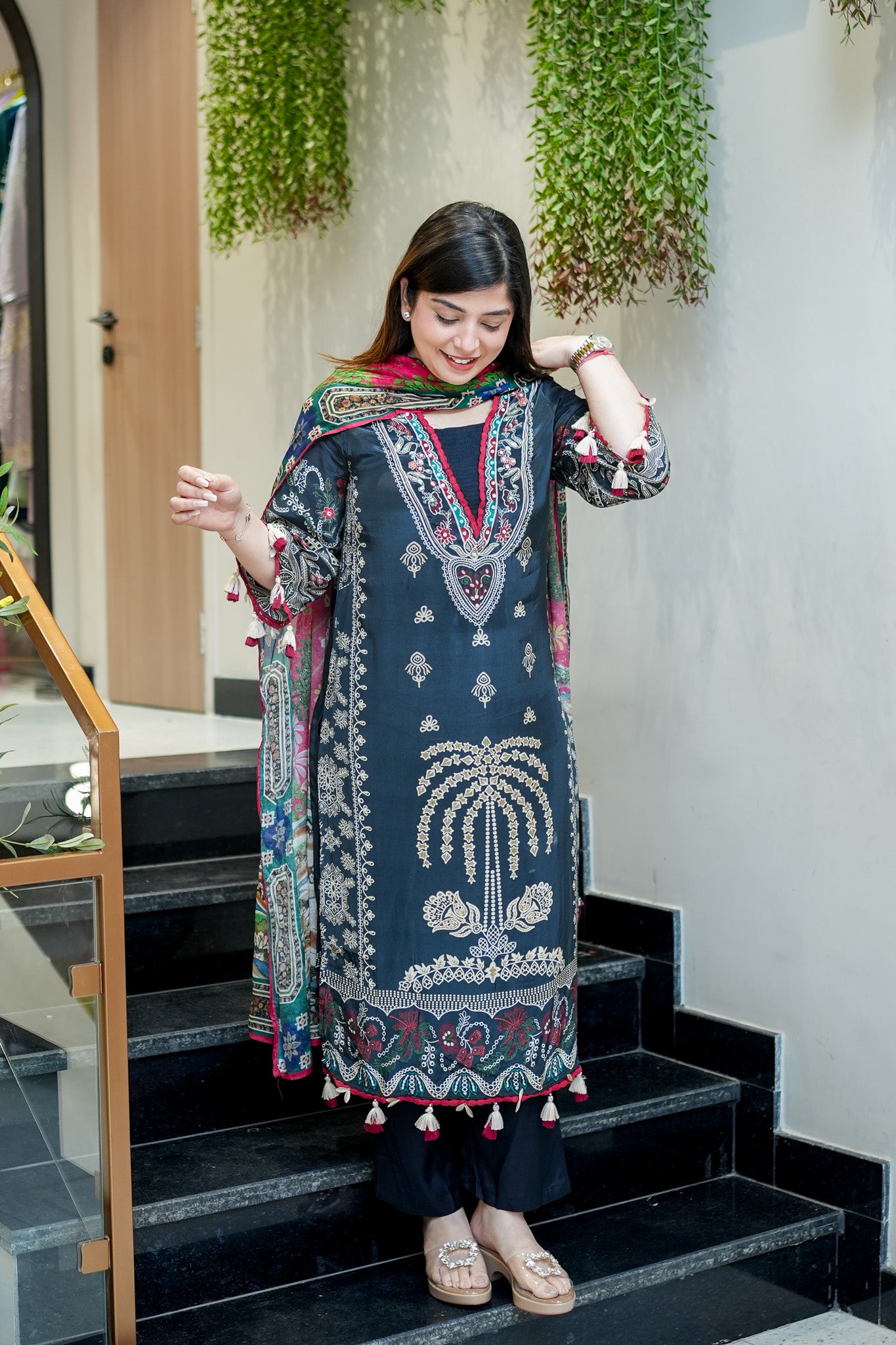 Maya Black Digital Print Suit Set