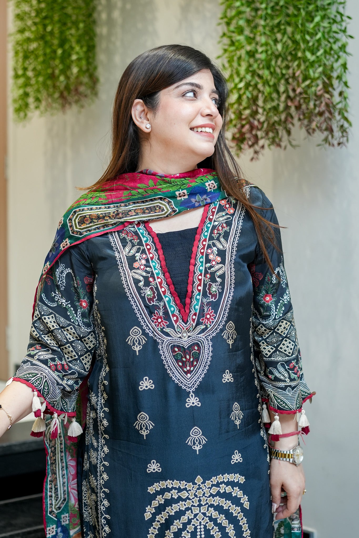 Maya Black Digital Print Suit Set