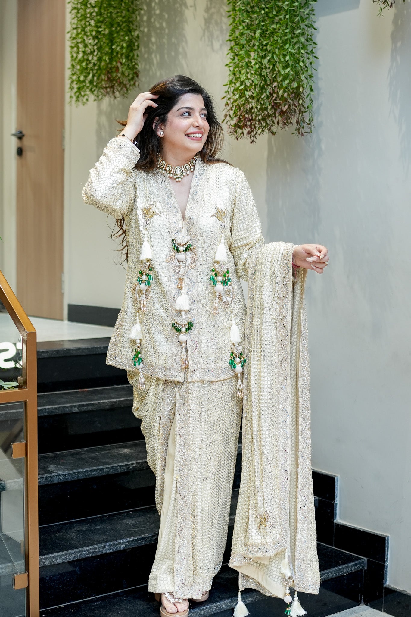 Aqsa Champagne Luxe Suit Set