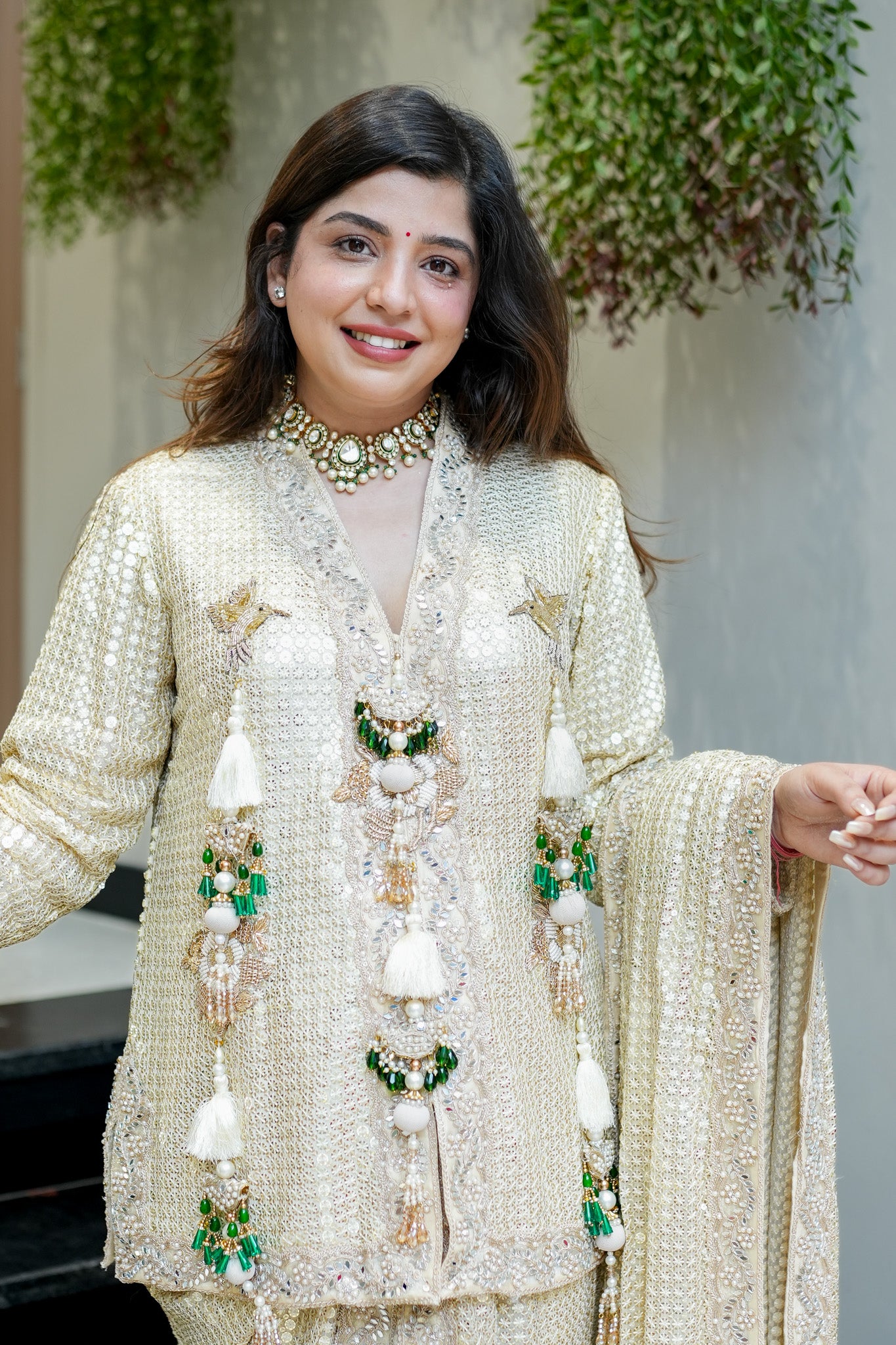 Aqsa Champagne Luxe Suit Set