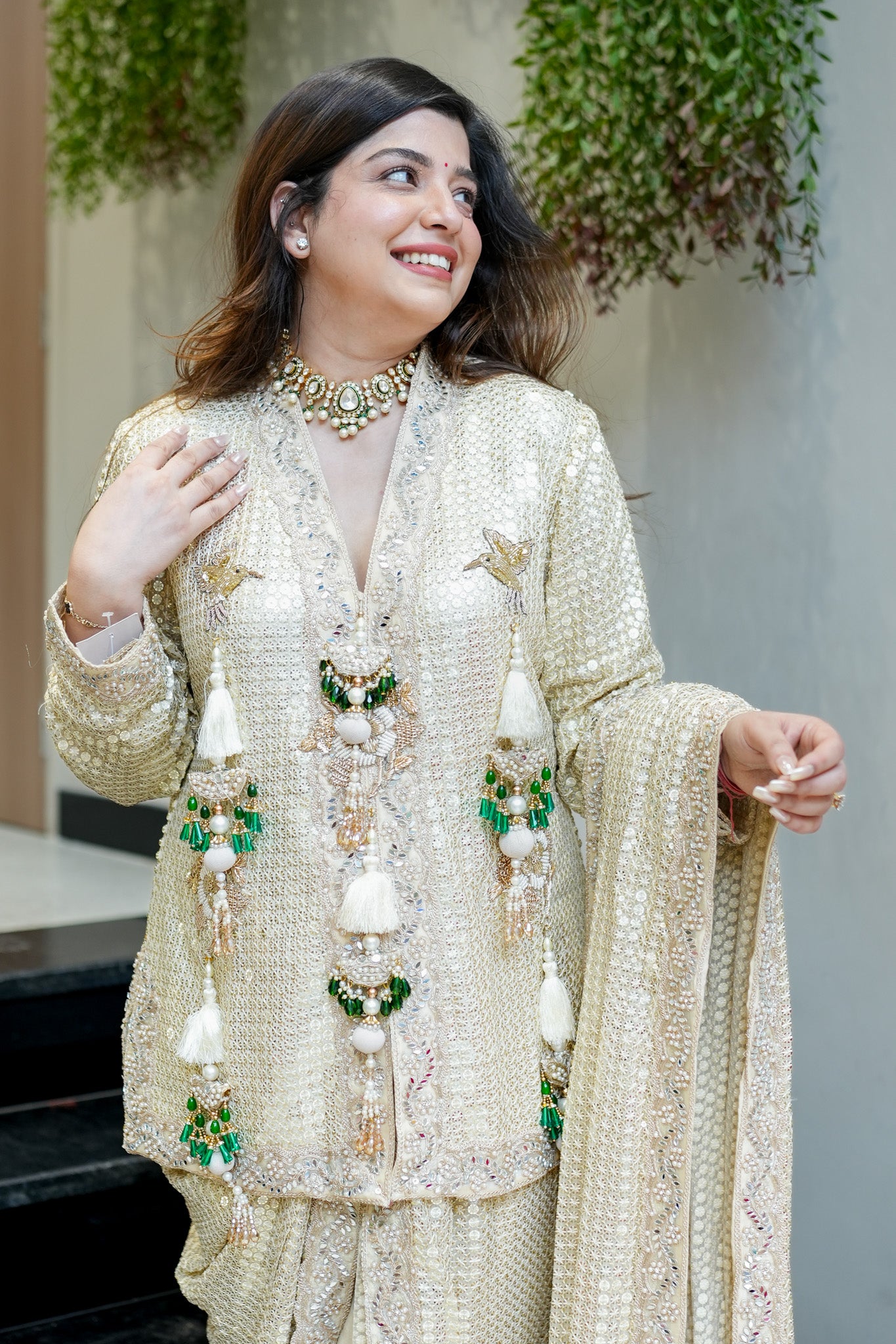 Aqsa Champagne Luxe Suit Set