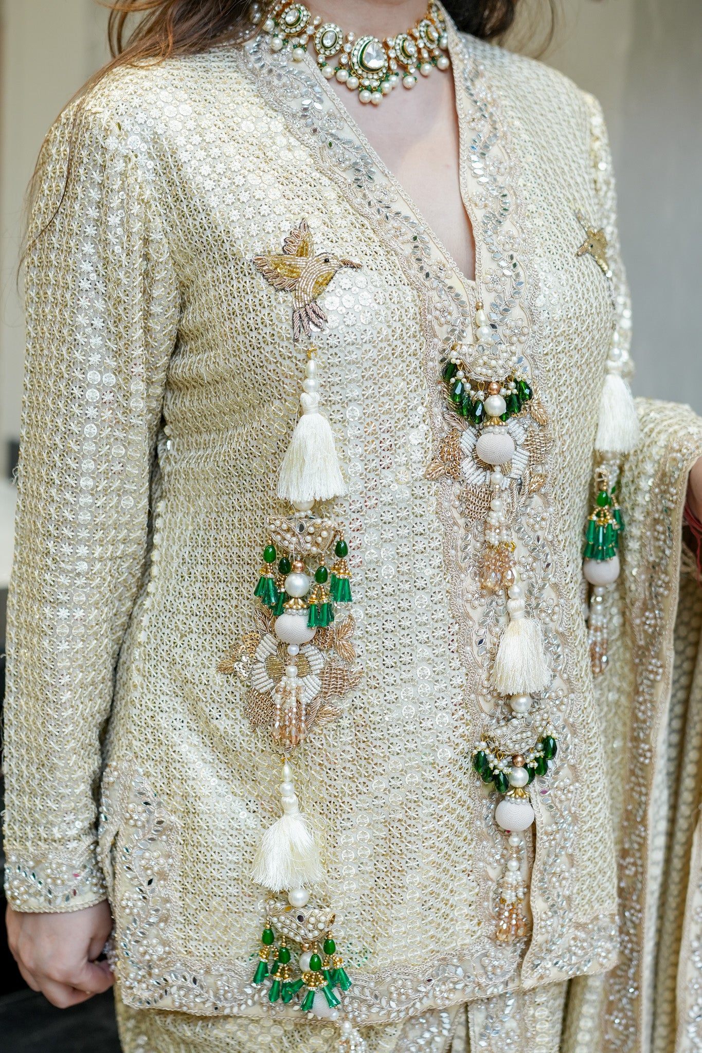 Aqsa Champagne Luxe Suit Set