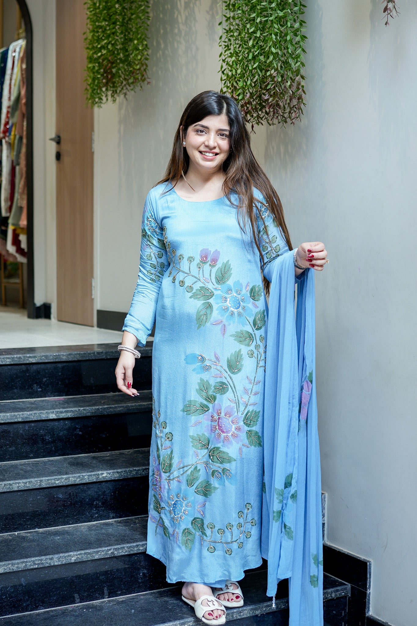 Aarika Hand Painted Anarkali Suit Set