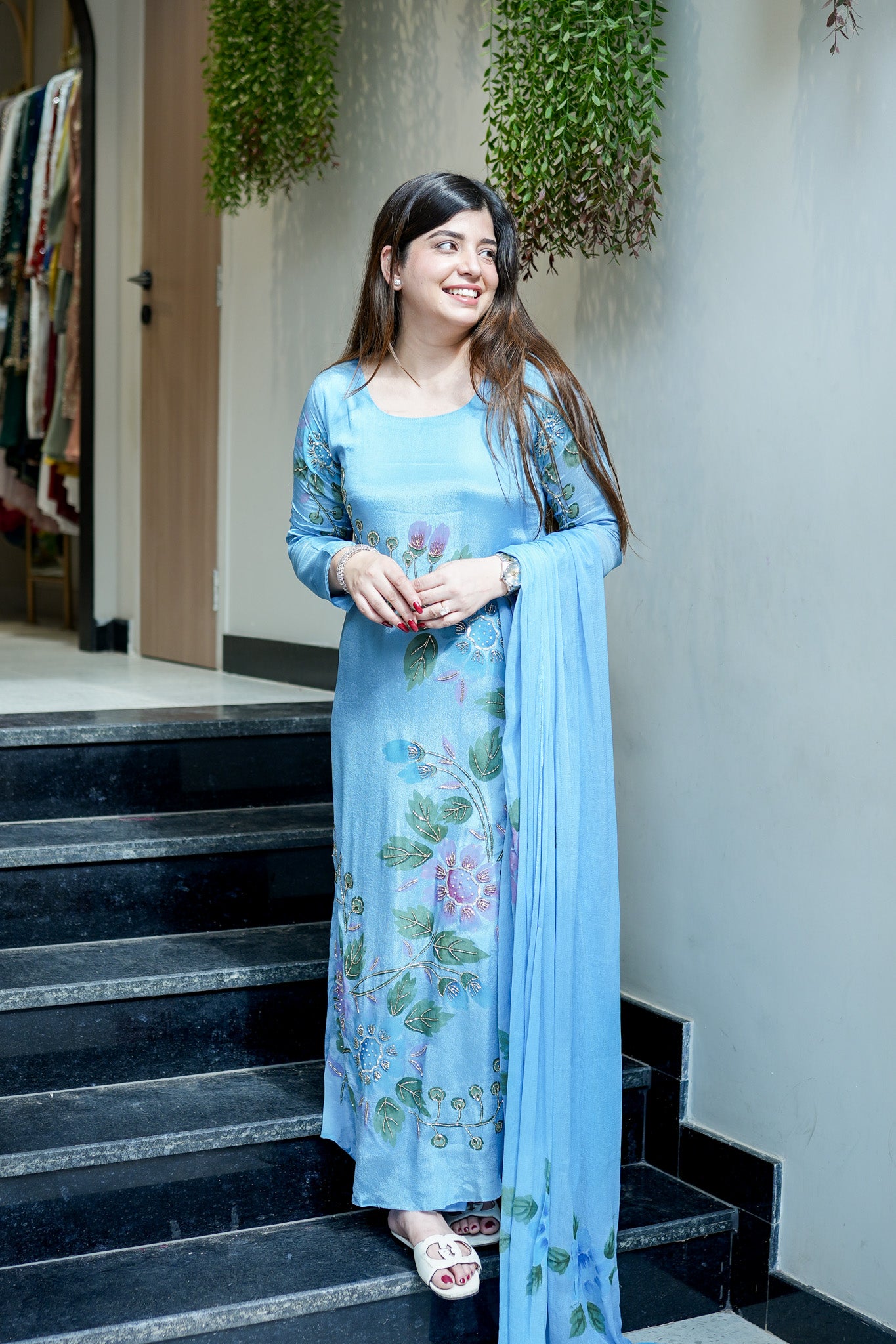 Aarika Hand Painted Anarkali Suit Set