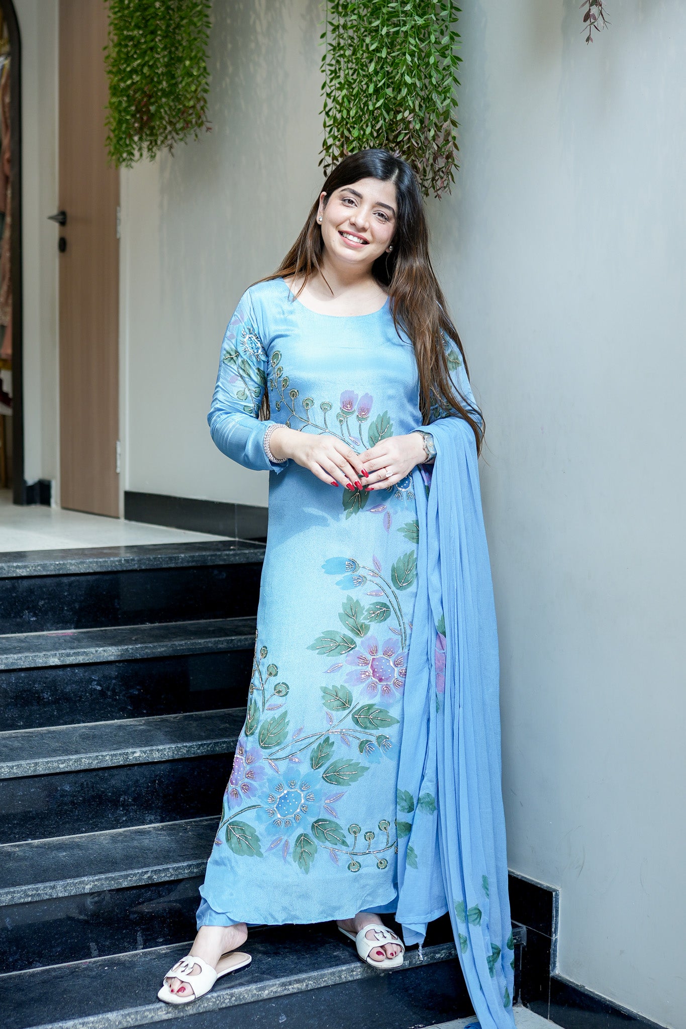 Aarika Hand Painted Anarkali Suit Set