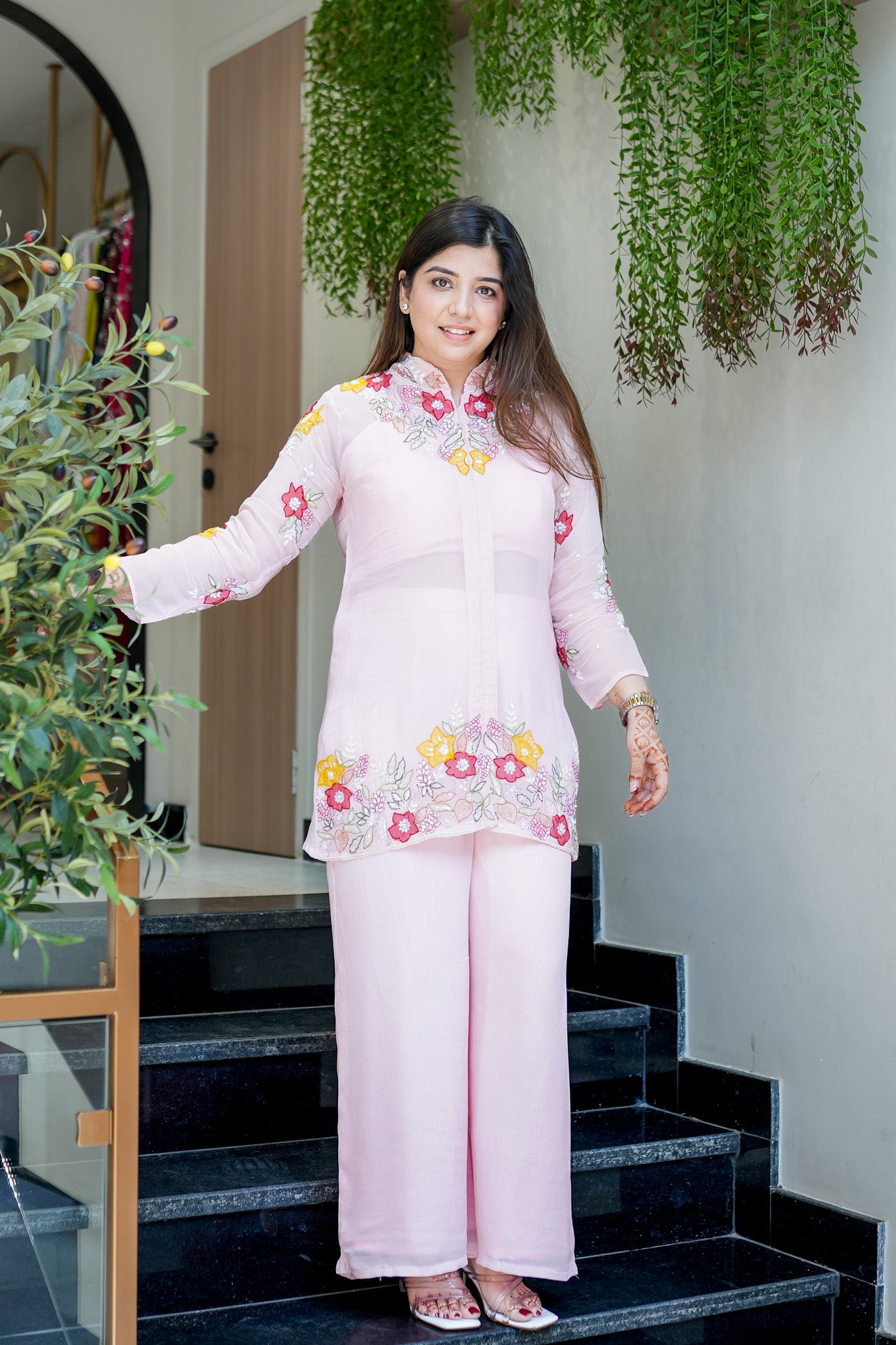 Mahika Floral Detailing Three Piece Set