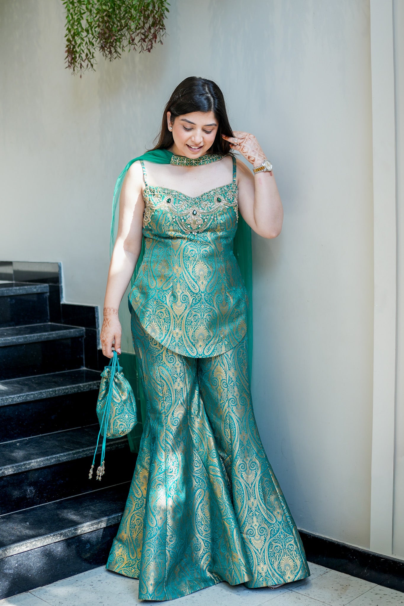 Yashvika Embroidered Banarasi Sharara Set