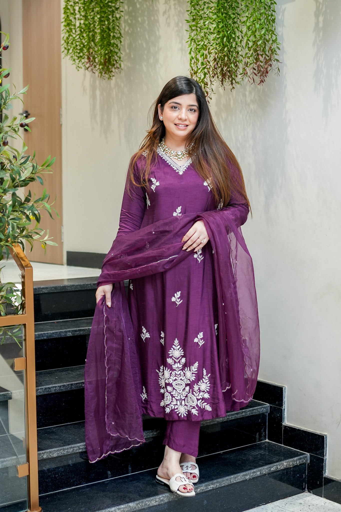 Naima Embroidered Silk Suit Set