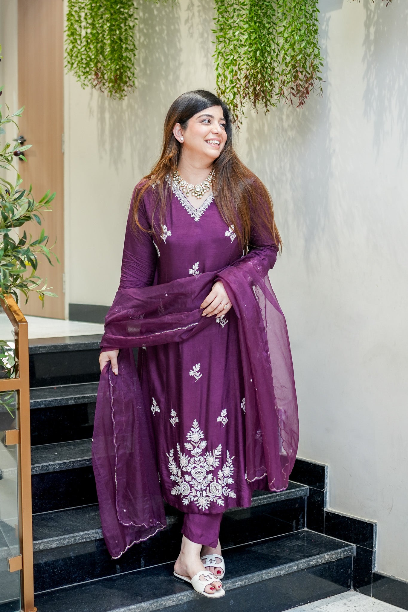 Naima Embroidered Silk Suit Set