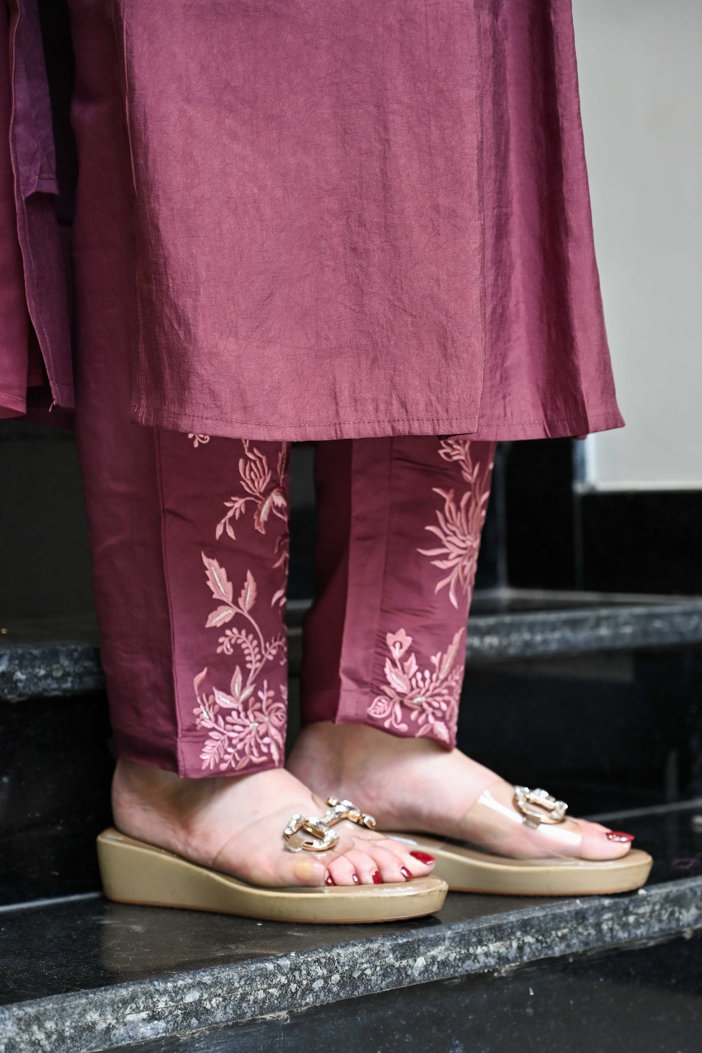 Shifaya Purple Floral Detailing Suit Set