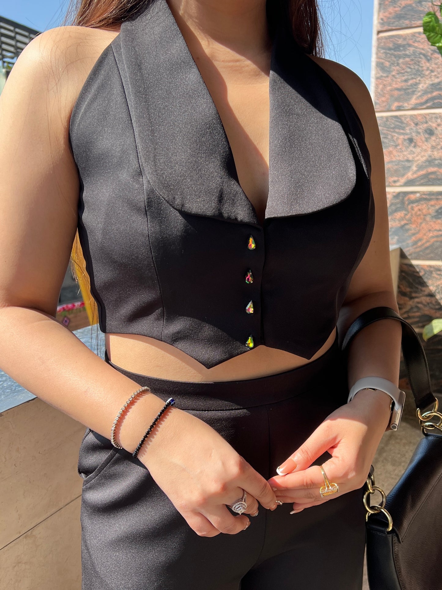 Daisy Black Vest Top Cordset