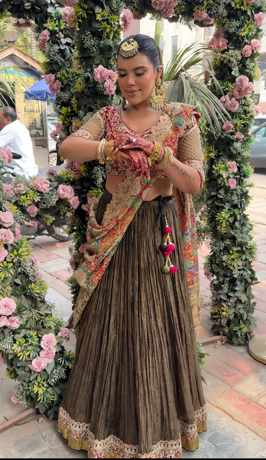 Henna Hand Embroidered Lehenga