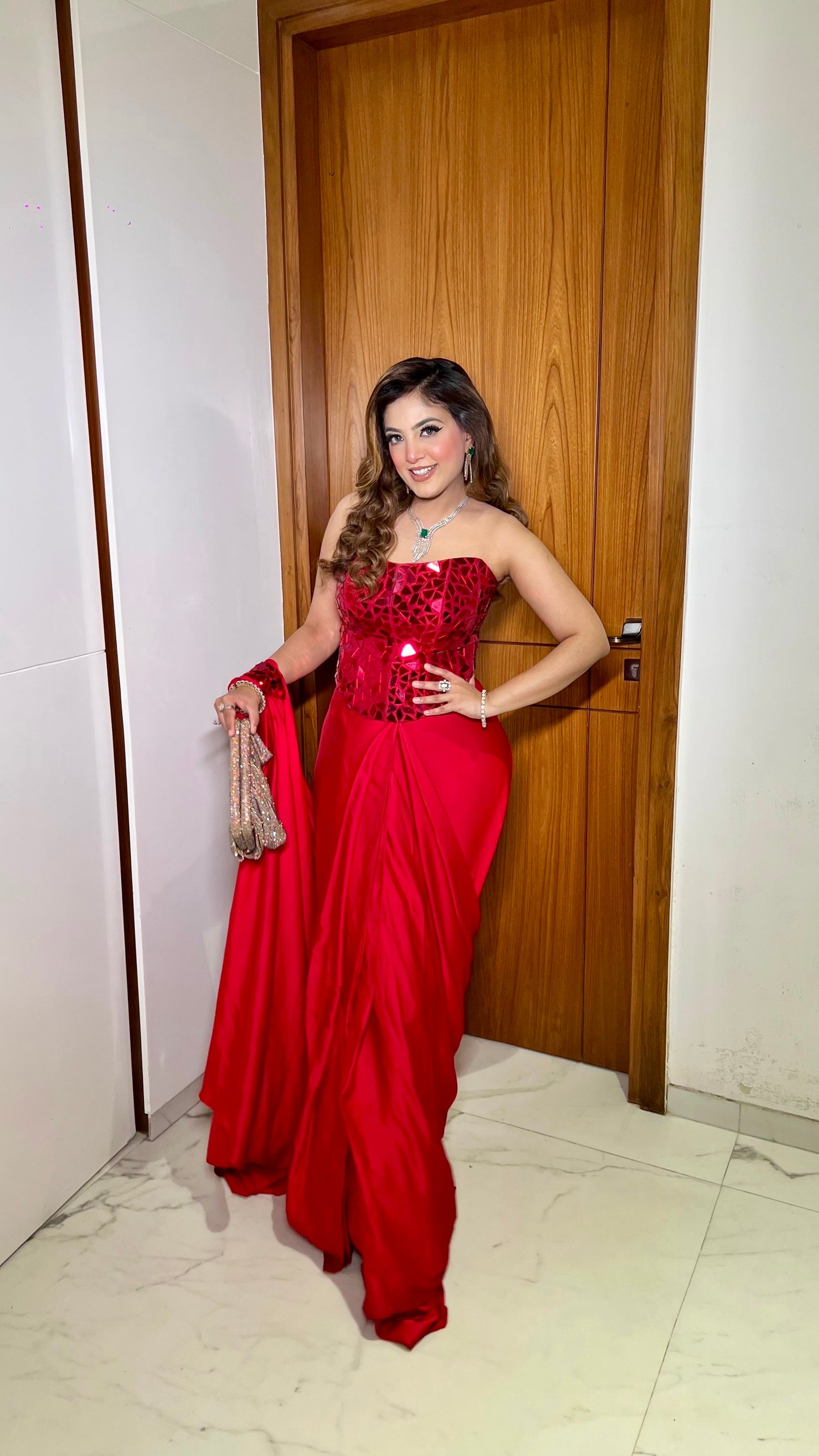 Gargi Red Corset Drape Saree